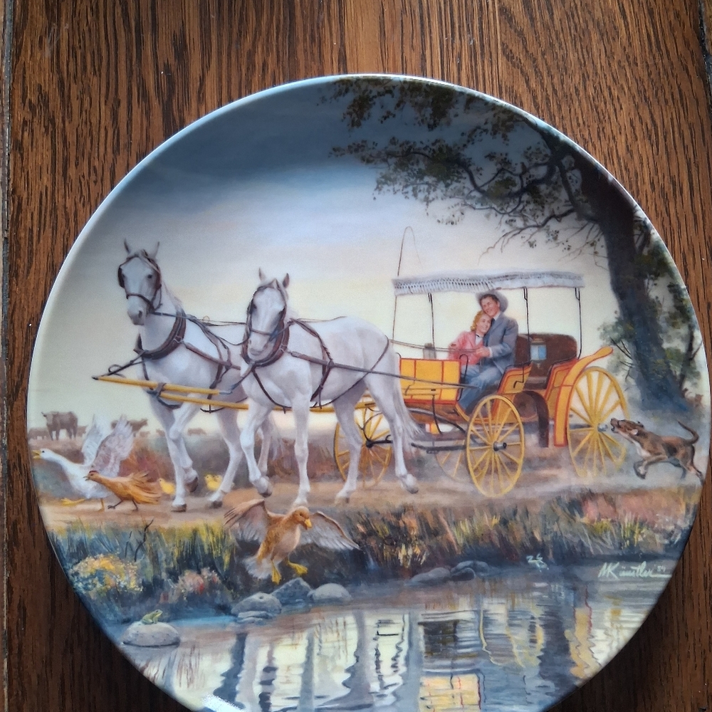 Decorative Plate with Horse and Carriage Scene